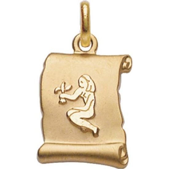Pendentif Médaille Vierge En Plaqué Or - Zodiaque Et Personnalisation, Fabrication Française