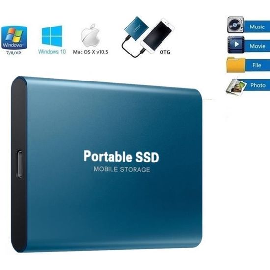 ordinateur portable Mac 2 To, bleu Disque dur externe de 2 To de mise à niveau Disque dur externe portable USB 3.0 pour PC 