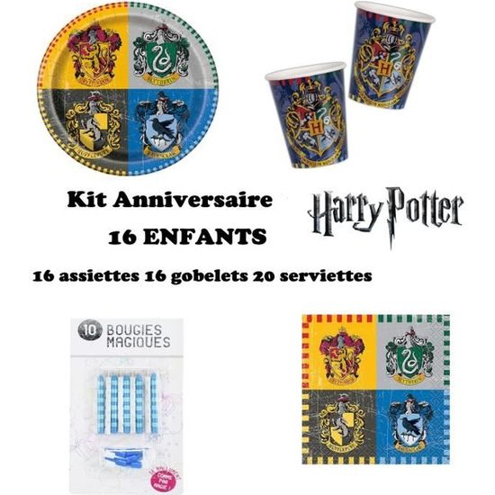 Kit anniversaire Harry Potter 52 pièces ( 16 assiettes, 16