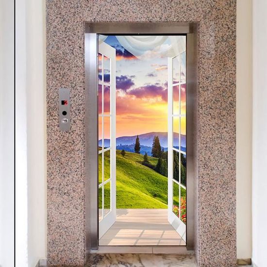 Autocollant Porte 3D Trompe-l'œil - 83x204 Cm, Motif Bambou, PVC Adhésif, Pour Salon/Cuisine/Chambre - 3