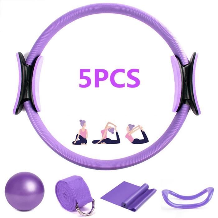 Pilates Cercle, ceinture d'aide à l'étirement de yoga, bande de tension, balle de yoga, anneau de yoga, ensemble de 5 outils de yoga