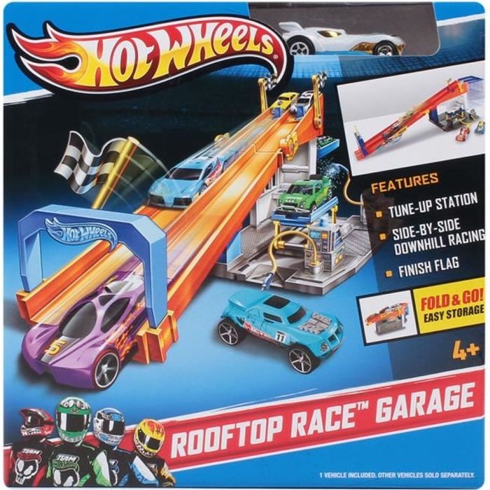 Hot Wheels Rooftop Race Garage with Hot Wheels Vehicle