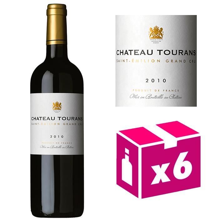 6 bouteilles Château Tourans - St Emilion Grand Cru 2010