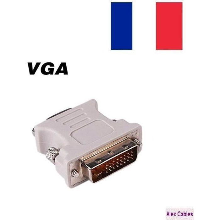 Alex Cables® Adaptateur DVI 24+1Pin mâle vers VGA 15Pin Femelle