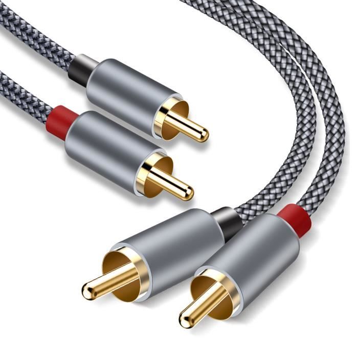 Ototon® 1.8M Câble 2 RCA Mâle vers 2 RCA Mâle Cordon RCA RCA Stéréo pour Platine CD Haut Parleur Ampli Home Cinéma Chaîne - 1.8M