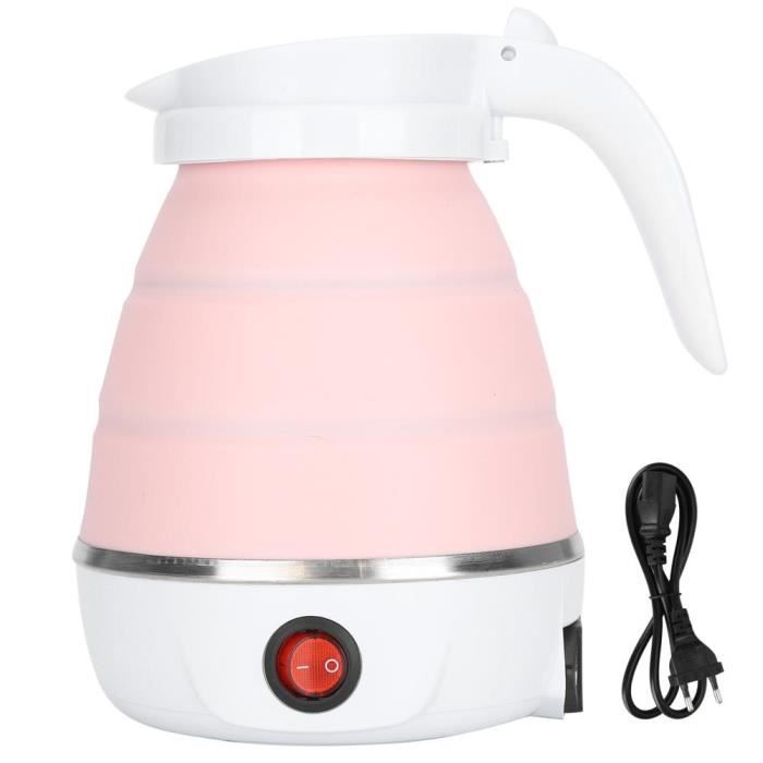 ZJCHAO Bouilloire pliante Bouilloire Électrique Pliante Domestique en Silicone Portable 600W Bouilloire EU 220‑240V(Rose )