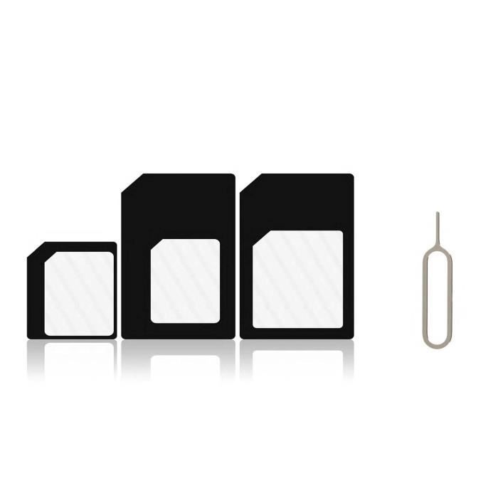Nano Sim-Micro Sim-SIM Standard Carte Adaptateur pour les téléphones portables comme Apple iPhone4-4S-5 et Samsung Galaxy SIII, etc.