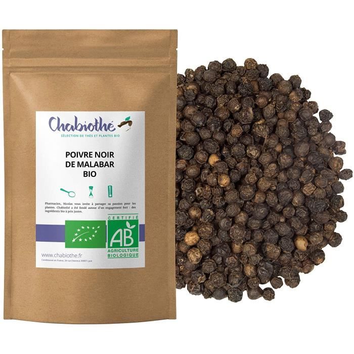 CHABIOTHE Poivre noir de Malabar Inde Bio 200g