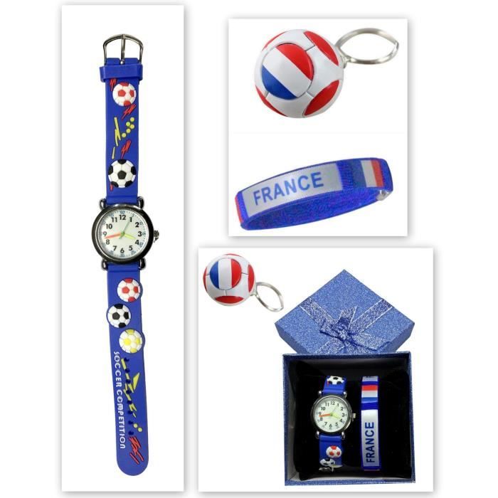 MONTRE ENFANT PLUS BRACELET FRANCE MBAPPE BENZEMA COUPE DU MONDE 2022 LES BLEUS