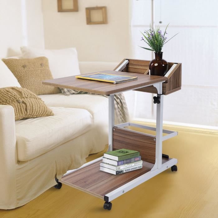 Table de Lit Ordinateur - Hauteur Réglable - Roulette - Table d'appoint