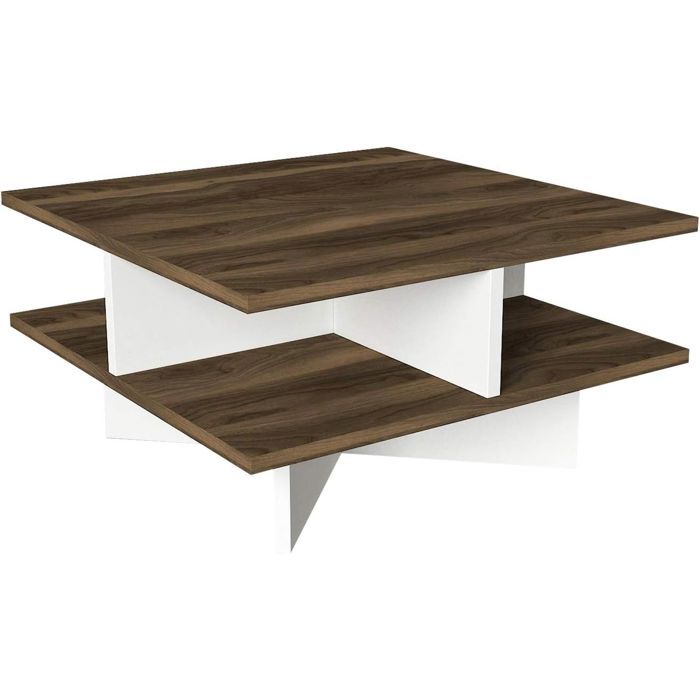 Table basse design scandinave Hamton - L. 60 x H. 31 cm - Marron noix
