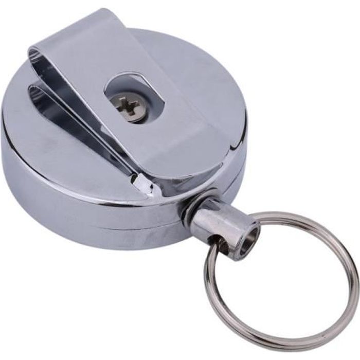Enrouleur Style Yoyo pour Badges et Clés Longueur 60cm Rétractable Avec Pince de Ceinture Porte-cartes en Métal