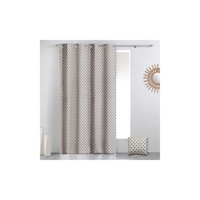 Rideau à motifs géométriques art déco Beige 140 x 260 cm