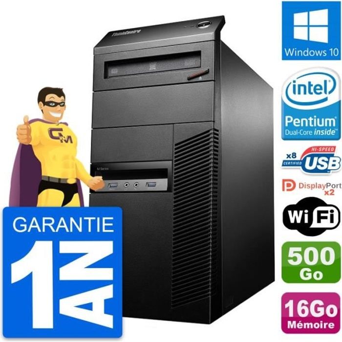 PC Tour Lenovo ThinkCentre M93p G3220 RAM 16Go Disque 500Go Windows 10 Wifi