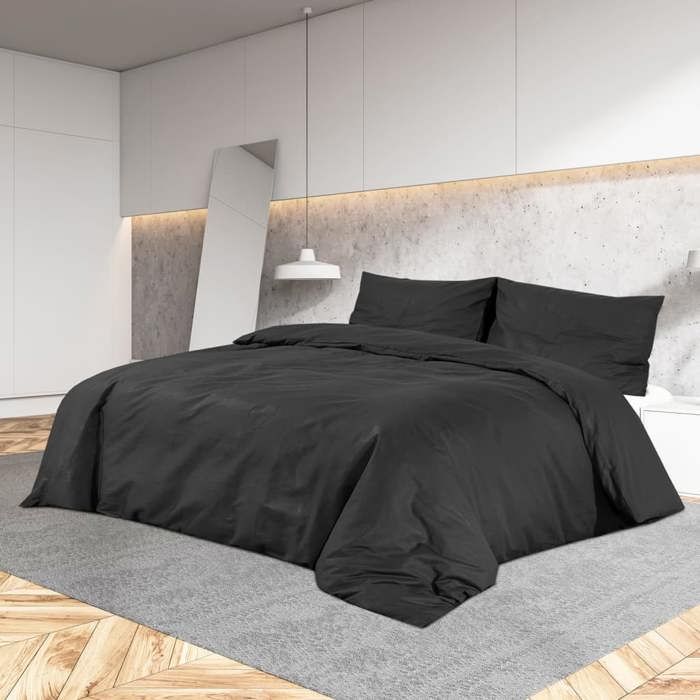 vidaXL Ensemble de housse de couette Noir 140x200 cm Microfibre légère135966