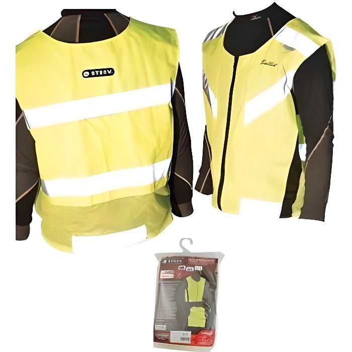GILET/VESTE SECURITE JAUNE FLUO SCOOTER/MOTO BANDE REFLECHISSANTE XS/S HOMOL. EN1150