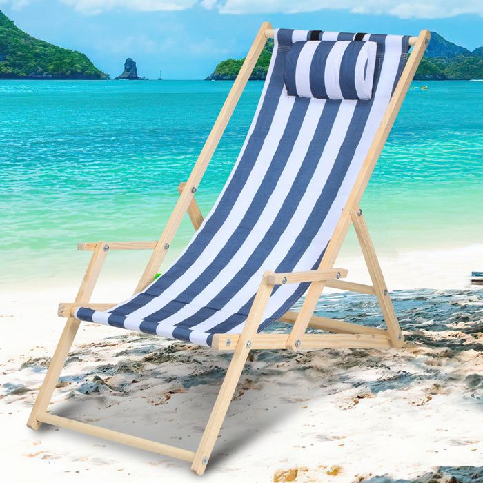 clanmacy chaise longue pivotante pliante chaise longue de plage chaise en bois bleu avec mains courantes chaise longue