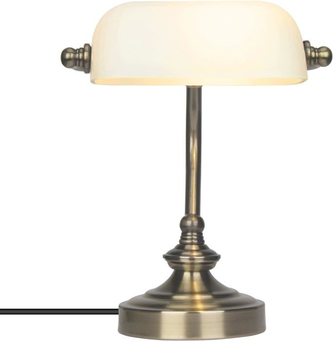 relaxdays Lampe de banquier, avec abat-jour en verre inclinable, socle relaxdays Lampe de banquier, avec abat-jour en verre inclinable, socle