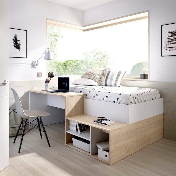 Composition de chambre Argh 195 2 x 133 8 x h72 7 cm blanc chêne Composition de chambre Argh 195 2 x 133 8 x h72 7 cm blanc chêne