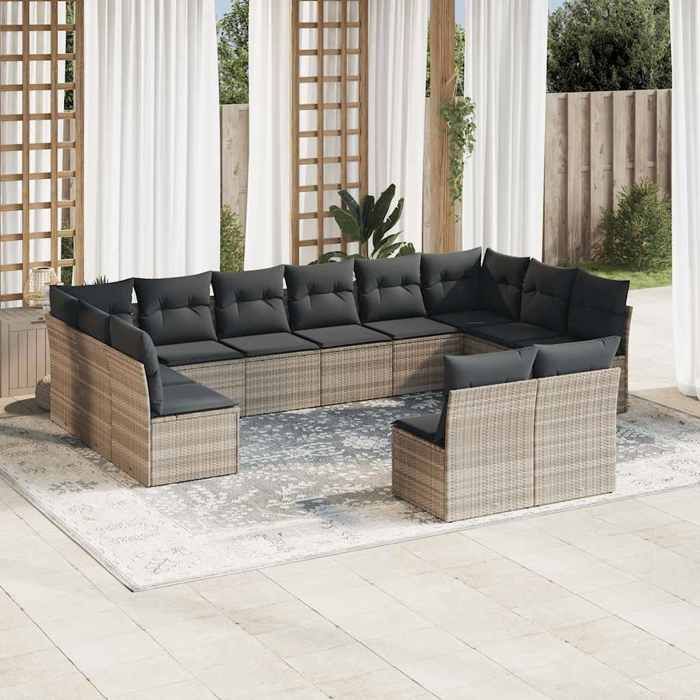vidaXL 12 pcs salon de jardin résine tressée