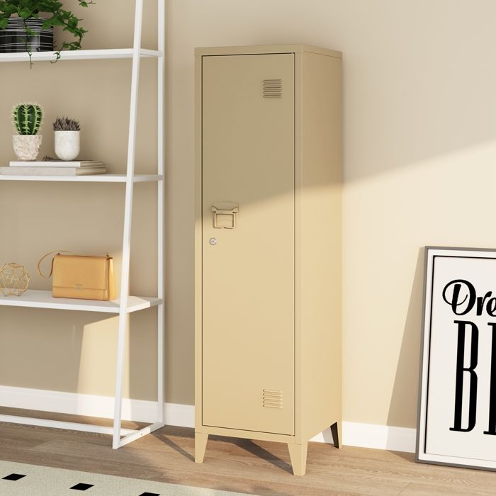 Armoire à casier Kurikka métallique vérouillable 137 x 38 x 38 cm camel