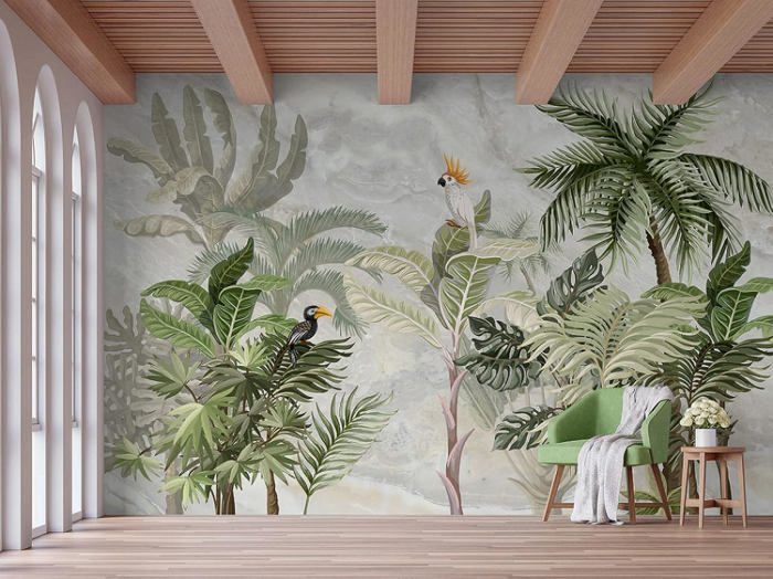 Papier Peint Panoramique Jungle Tropicale De Bananiers Papier Peint ...
