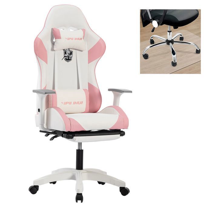 Fauteuil Gamer - FOXSPORT - Modèle Rose - Réglable en hauteur - Accoudoirs 3D - Charge 200KG