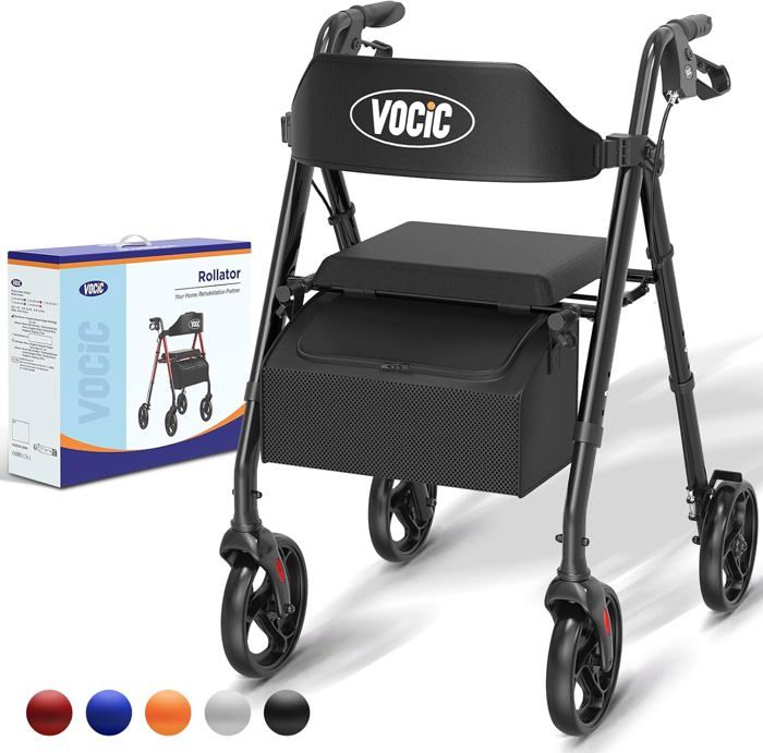 VOCIC deambulateur 4 roues pliable leger,Rollator en alm léger avec ...