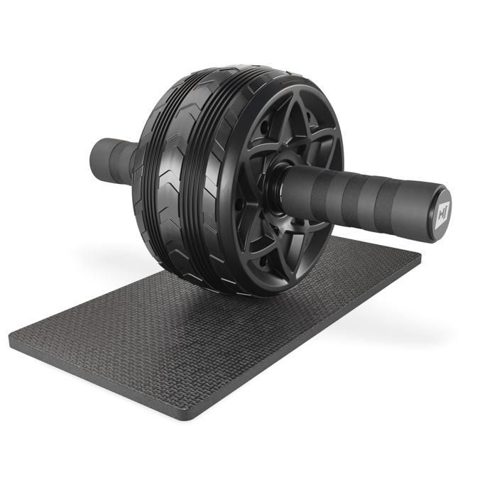 Roue Abdominale HS-W145AM Hop-Sport avec Tapis de Genou Extra Épais pour la Maison Roulette Abdominaux pour Musculation Gris
