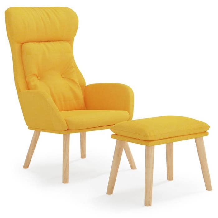 (SOLDES JUILLET)Fauteuil Relax/Chaise de relaxation - CLOUD - Salon & Chambre avec repose-pied - Jaune moutarde Tissu FR13097757