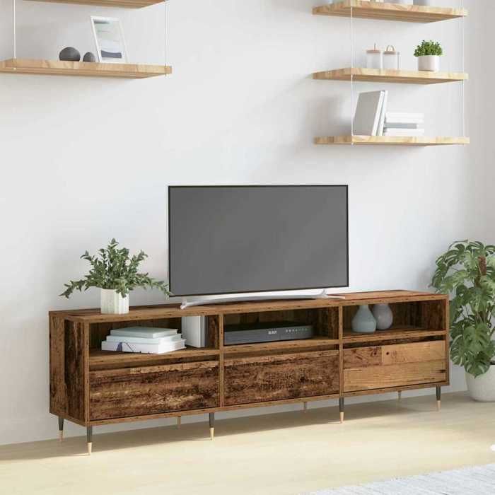 ESTINK® Meuble TV Armoire De Télévision - Meuble De Séjour - Bois Vieilli 150x30x44.5 cm - Bois dingénierie @1850
