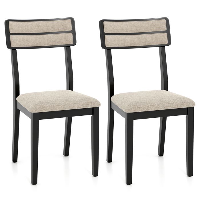 COSTWAY Lot de 2 Chaises de Salle à Manger Rembourrées avec Dossier Haut - Pieds en Bois de Caoutchouc Noir COSTWAY Lot de 2 Chaises de Salle à Manger Rembourrées avec Dossier Haut - Pieds en Bois de Caoutchouc Noir