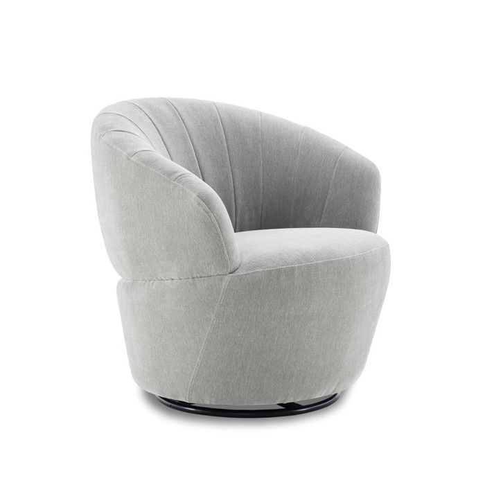 Fauteuil rond pivotant 360° tissu doux microfibre gris – COROLLA Meubletmoi Fauteuil rond pivotant 360° tissu doux microfibre gris – COROLLA Meubletmoi