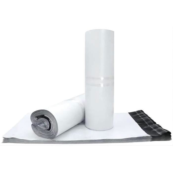 LOGIC PACK 100 Enveloppes Plastique Expédition 40x50 cm - Pochette Envoi Colis Vinted Blanche - Sac Expédition Imperméable et Indéchirable - Emballage pour Vêtements et Chaussures