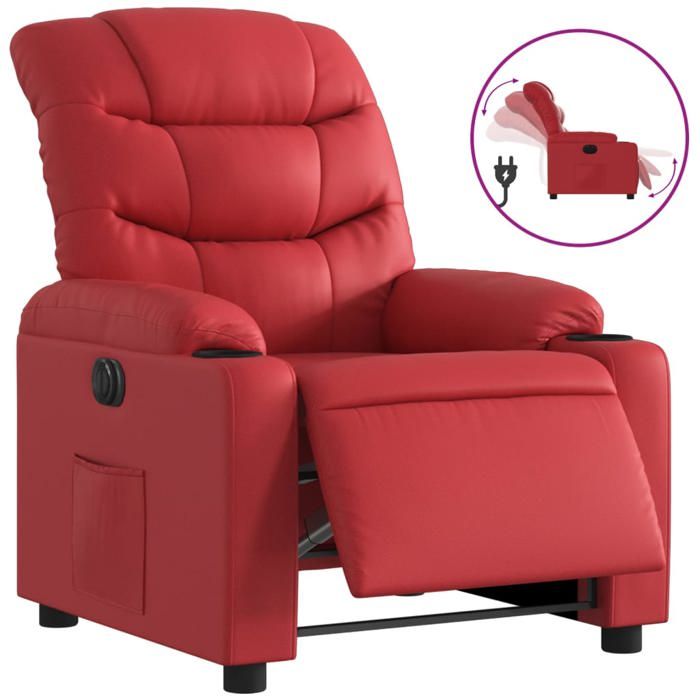 NEUF 2026 CHIC Fauteuil/Chaise inclinable SWEETY Moteur électrique Rouge Similicuir 75.5x93x99.5 cm FF3021