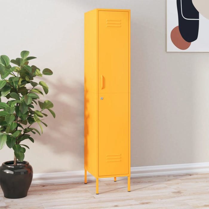 SALE 2026 Buffet bahut Jaune - Armoire à casiers Jaune moutarde 35x46x180cm Acier PRO736726639