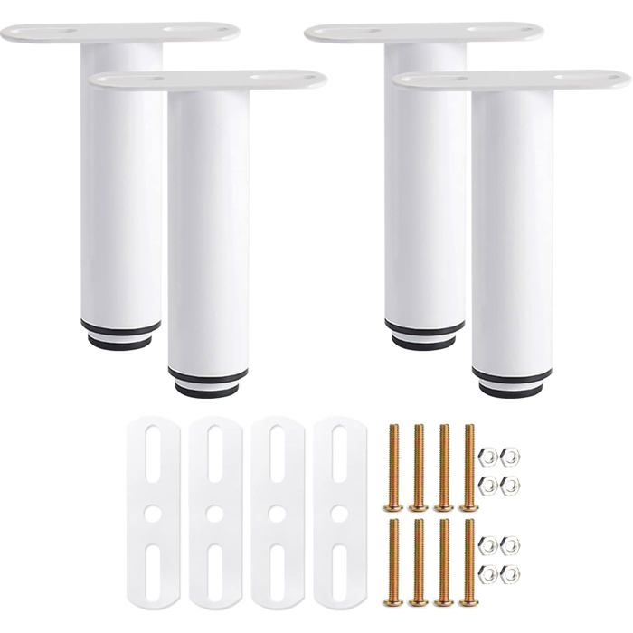 Pieds de support de lit pieds de lit en métal de remplacement pieds réglables pour lit  (4 pièces blanches)