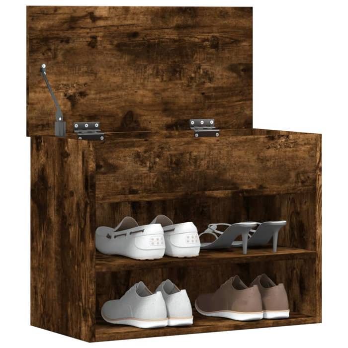 Meuble Entrée Brun - LEMON® Banc à chaussures - Bonne ventilation - Chêne fumé - 60x30x45cm - Bois dingénierie 363 - Soldes
