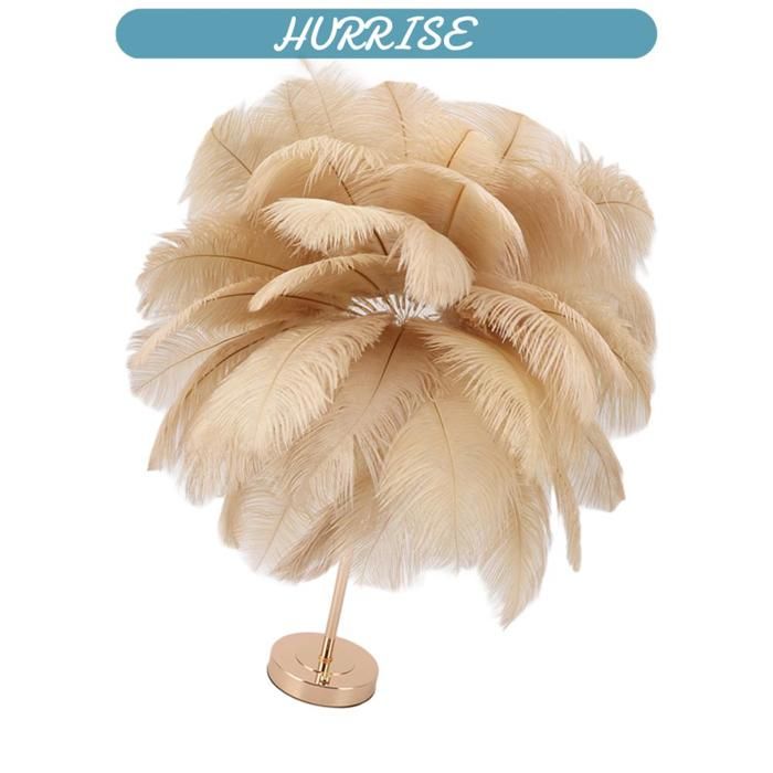 Sonew Lampe de table en plumes d’autruche Lampe de Table en plumes dautruche Rechargeable luminaire lampe Bronzage clair