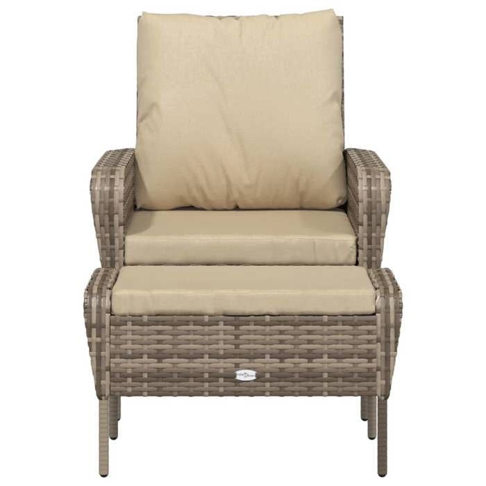 En PromotionChaise de jardin 1pc SHIELD chaise de balcon arrière-cour avec tabouret marron clair résine tressée 69x78x88cm 38506