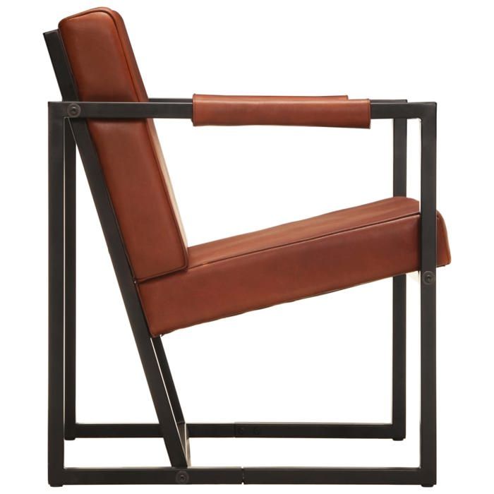 Brun Cuir Chaise de relaxation 1 PLACE - SHIELDPRO®NEUF Fauteuil marron cuir véritable 55x62x75cm 5270953