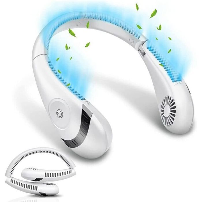 Ventilateur de cou personnel sans pales 5 000 mAh rechargeable trois vitesses portable silencieux pour la maison les voyage