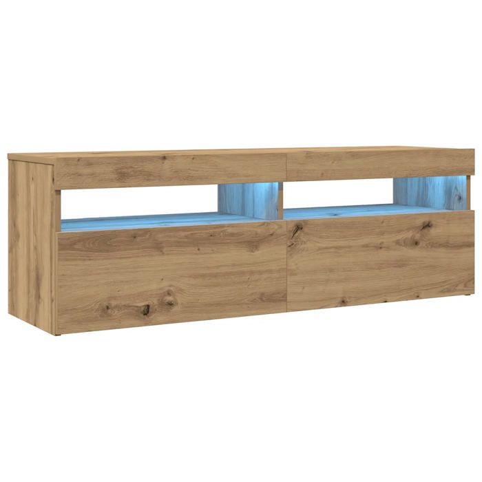 Meuble TV - HELLOSHOP26 - 120 x 35 x 40 cm - Bois dingénierie - LED RVB personnalisables - Chêne (beige) Meuble TV - HELLOSHOP26 - 120 x 35 x 40 cm - Bois dingénierie - LED RVB personnalisables - Chêne (beige)