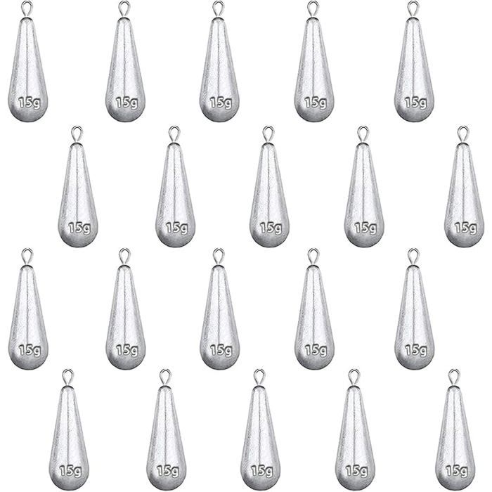 20 PCS Plombs Plomb Plomb avec Émerillons Plomb Sinkers Set Plomb pour la Mer Et 15.0 Grammes