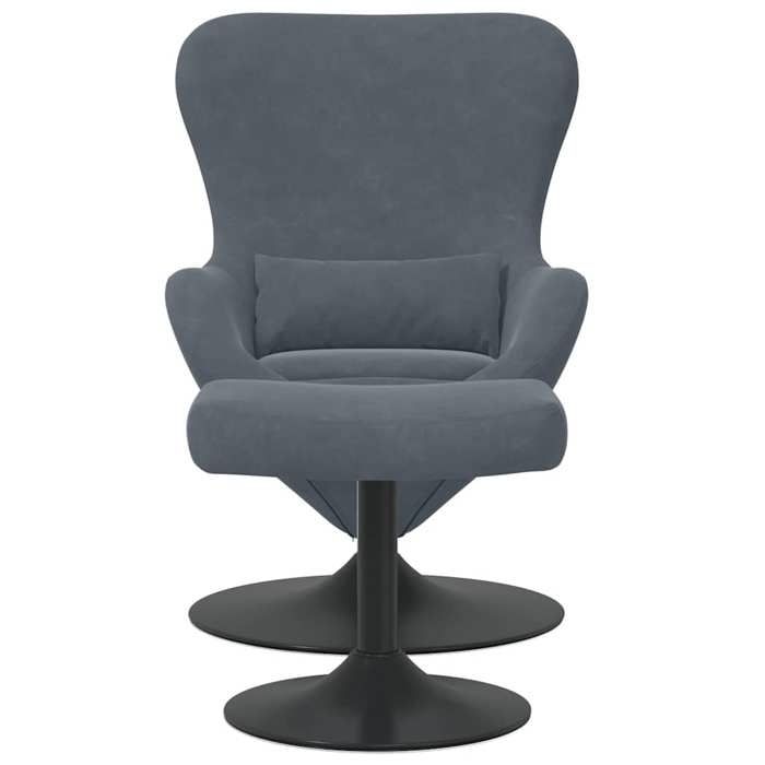 Fauteuil simple - Gris - Chaise Œuf - 1 PC - avec Pouf Gris foncé 63x73x90 cm Velours F8256