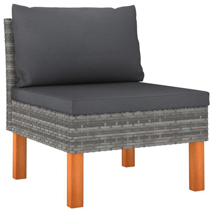 Gris Siège de jardin -  Salon de jardin 3pcs Résine tressée et bois deucalyptus massif C967