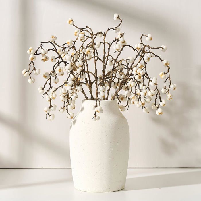 Vase terracotta rustique 17 8 cm–style ferme bohème déco maison salon étagère cheminée blanc