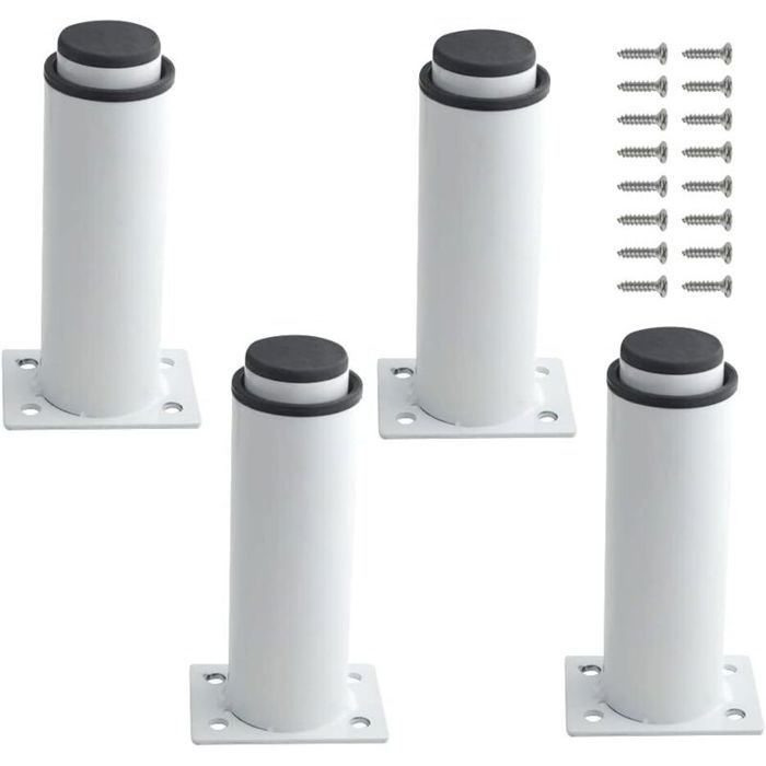Pieds de meubles réglables - DEKOPRO - Lot de 4 pièces - Métal robuste - Hauteur réglable 120-180 mm - Blanc