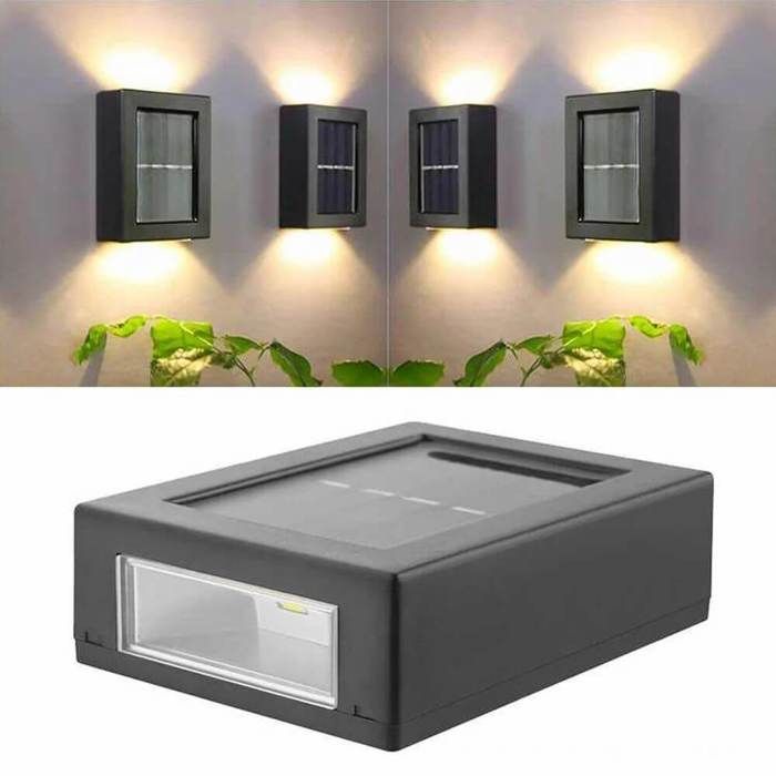 Lot de 2 lampes solaires pour façade mur escalier Éclairage extérieur de façade solaire noir