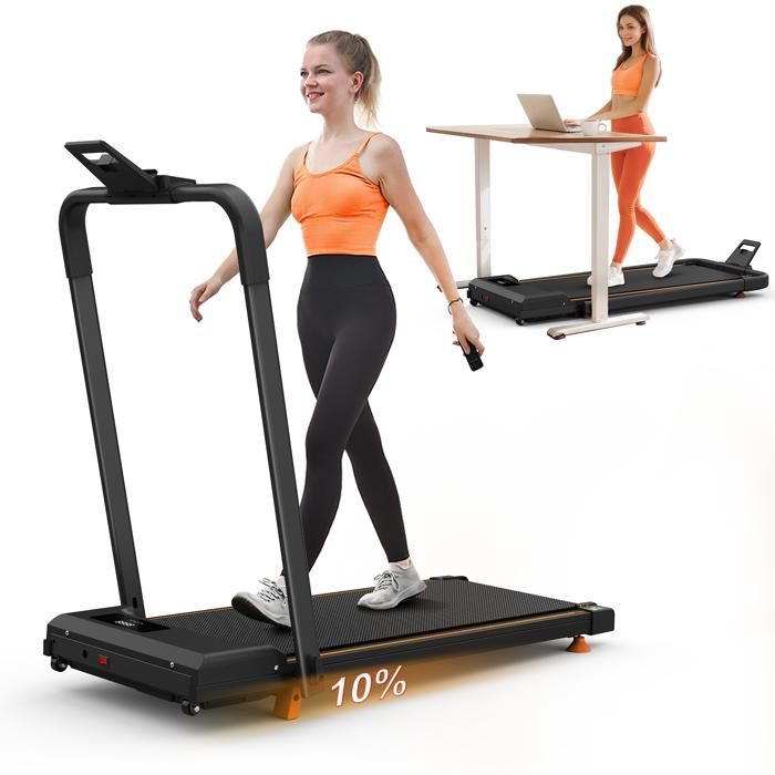 Tapis de course pliable 3 en 1 inclinable- Marche/Travail/Course(1-12 km/h)–Bluetooth intégré –Amorti 5 couches